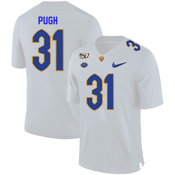 2019 Men #31 Kaezon Pugh Pitt Panthers College Football Jerseys Sale-White